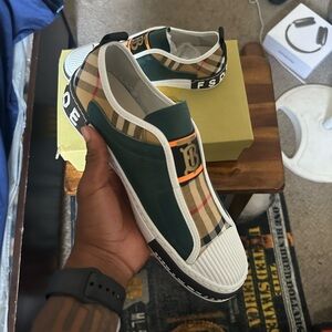 Burberry Leather Slip On Sneakers
